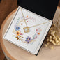 Boho Flowers Wreath Watercolor 11 - 18K Yellow Gold Finish Love Knot Necklace