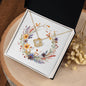 Boho Flowers Wreath Watercolor 14 - 18K Yellow Gold Finish Love Knot Necklace