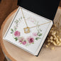 Watercolor Pink Floral Frame 1 - 18K Yellow Gold Finish Love Knot Necklace