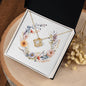 Boho Flowers Wreath Watercolor 19 - 18K Yellow Gold Finish Love Knot Necklace