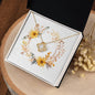 Boho Flowers Wreath Watercolor 05 - 18K Yellow Gold Finish Love Knot Necklace