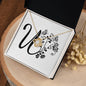 Botanical Monogram U - 18K Yellow Gold Finish Love Knot Necklace