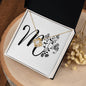 Botanical Monogram M - 18K Yellow Gold Finish Love Knot Necklace