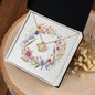 Boho Flowers Wreath Watercolor 07 - 18K Yellow Gold Finish Love Knot Necklace