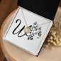 Botanical Monogram W - 18K Yellow Gold Finish Love Knot Necklace