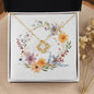 Boho Flowers Wreath Watercolor 10 - 18K Yellow Gold Finish Love Knot Necklace