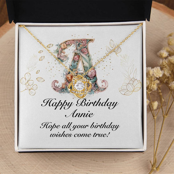 Happy Birthday Annie v01 - 18K Yellow Gold Finish Love Knot