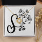Botanical Monogram S - 18K Yellow Gold Finish Love Knot Necklace