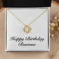 Happy Birthday Rowena - 18K Yellow Gold Finish Love Knot Necklace