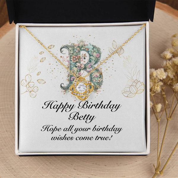 Happy Birthday Betty v01 - 18K Yellow Gold Finish Love Knot