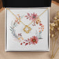 Boho Flowers Wreath Watercolor 20 - 18K Yellow Gold Finish Love Knot Necklace