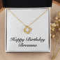Happy Birthday Breanna - 18K Yellow Gold Finish Love Knot Necklace