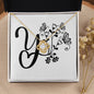 Botanical Monogram Y - 18K Yellow Gold Finish Love Knot Necklace