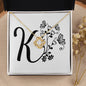 Botanical Monogram K - 18K Yellow Gold Finish Love Knot Necklace
