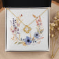 Boho Flowers Wreath Watercolor 02 - 18K Yellow Gold Finish Love Knot Necklace