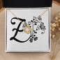 Botanical Monogram Z - 18K Yellow Gold Finish Love Knot Necklace
