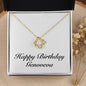 Happy Birthday Genoveva - 18K Yellow Gold Finish Love Knot Necklace