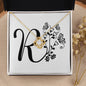 Botanical Monogram R - 18K Yellow Gold Finish Love Knot Necklace