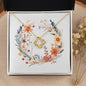 Boho Flowers Wreath Watercolor 06 - 18K Yellow Gold Finish Love Knot Necklace