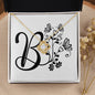 Botanical Monogram B - 18K Yellow Gold Finish Love Knot Necklace