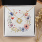 Boho Flowers Wreath Watercolor 18 - 18K Yellow Gold Finish Love Knot Necklace
