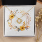Boho Flowers Wreath Watercolor 05 - 18K Yellow Gold Finish Love Knot Necklace