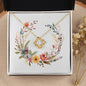 Boho Flowers Wreath Watercolor 17 - 18K Yellow Gold Finish Love Knot Necklace