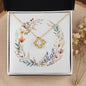 Boho Flowers Wreath Watercolor 16 - 18K Yellow Gold Finish Love Knot Necklace