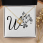 Botanical Monogram W - 18K Yellow Gold Finish Love Knot Necklace