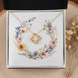 Boho Flowers Wreath Watercolor 19 - 18K Yellow Gold Finish Love Knot Necklace