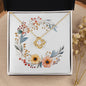 Boho Flowers Wreath Watercolor 04 - 18K Yellow Gold Finish Love Knot Necklace