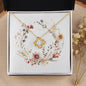 Boho Flowers Wreath Watercolor 08 - 18K Yellow Gold Finish Love Knot Necklace