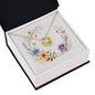 Boho Flowers Wreath Watercolor 11 - 18K Yellow Gold Finish Love Knot Necklace