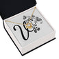 Botanical Monogram V - 18K Yellow Gold Finish Love Knot Necklace