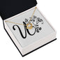 Botanical Monogram U - 18K Yellow Gold Finish Love Knot Necklace