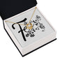 Botanical Monogram F - 18K Yellow Gold Finish Love Knot Necklace