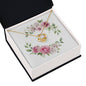 Watercolor Pink Floral Frame 2 - 18K Yellow Gold Finish Love Knot Necklace