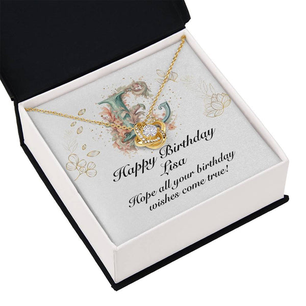Happy Birthday Lisa v01 - 18K Yellow Gold Finish Love Knot