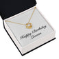 Happy Birthday Leeann - 18K Yellow Gold Finish Love Knot Necklace