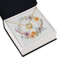 Boho Flowers Wreath Watercolor 10 - 18K Yellow Gold Finish Love Knot Necklace