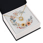 Boho Flowers Wreath Watercolor 04 - 18K Yellow Gold Finish Love Knot Necklace