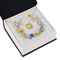 Boho Flowers Wreath Watercolor 12 - 18K Yellow Gold Finish Love Knot Necklace