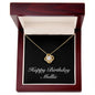 Happy Birthday Mollie v2 - 18K Yellow Gold Finish Love Knot Necklace With Mahogany Style Luxury Box