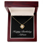 Happy Birthday Adrian v2 - 18K Yellow Gold Finish Love Knot Necklace With Mahogany Style Luxury Box