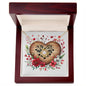 You Are Always In My Heart - 18K Yellow Gold Finish Love Knot Necklace With Mahogany Style Luxury Box