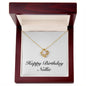 Happy Birthday Nellie - 18K Yellow Gold Finish Love Knot Necklace With Mahogany Style Luxury Box