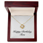 Happy Birthday Tera - 18K Yellow Gold Finish Love Knot Necklace With Mahogany Style Luxury Box