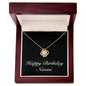 Happy Birthday Naomi v2 - 18K Yellow Gold Finish Love Knot Necklace With Mahogany Style Luxury Box