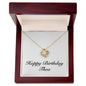 Happy Birthday Thea - 18K Yellow Gold Finish Love Knot Necklace With Mahogany Style Luxury Box
