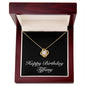Happy Birthday Tiffany v2 - 18K Yellow Gold Finish Love Knot Necklace With Mahogany Style Luxury Box